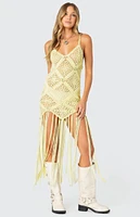 Edikted Fringey Crochet Maxi Dress