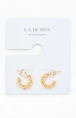 LA Hearts 14K Gold Plated Braided Hoop Earrings