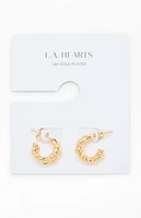 LA Hearts 14K Gold Plated Braided Hoop Earrings
