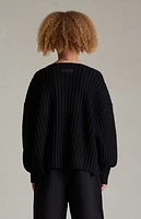 Fear of God Essentials Kids Jet Black Raw Neck Sweater
