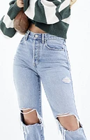 PacSun Light Indigo Ripped Knee Dad Jeans