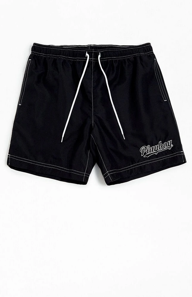 Playboy By PacSun Script 6.5" Swim Trunks