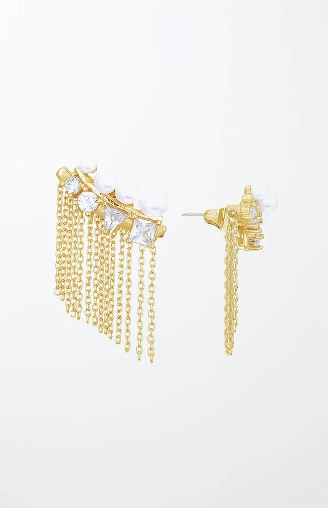 Ettika Crystal & Pearl Three-In-One Ear Crawlers