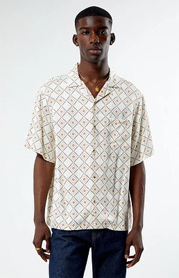 PacSun Cream Satin Oversized Camp Shirt