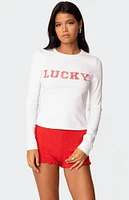 Edikted Get Lucky Long Sleeve T-Shirt