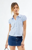 LA Hearts Pinstripe Button Down Short Sleeve Shirt