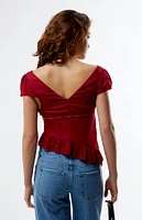 LA Hearts Lace Trim Asymmetrical Top