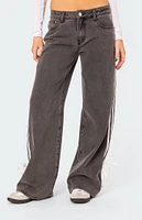 Washed Low Rise Ribbon Baggy Jeans