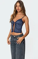 Edikted Backless Satin Effect Polka Dot Top