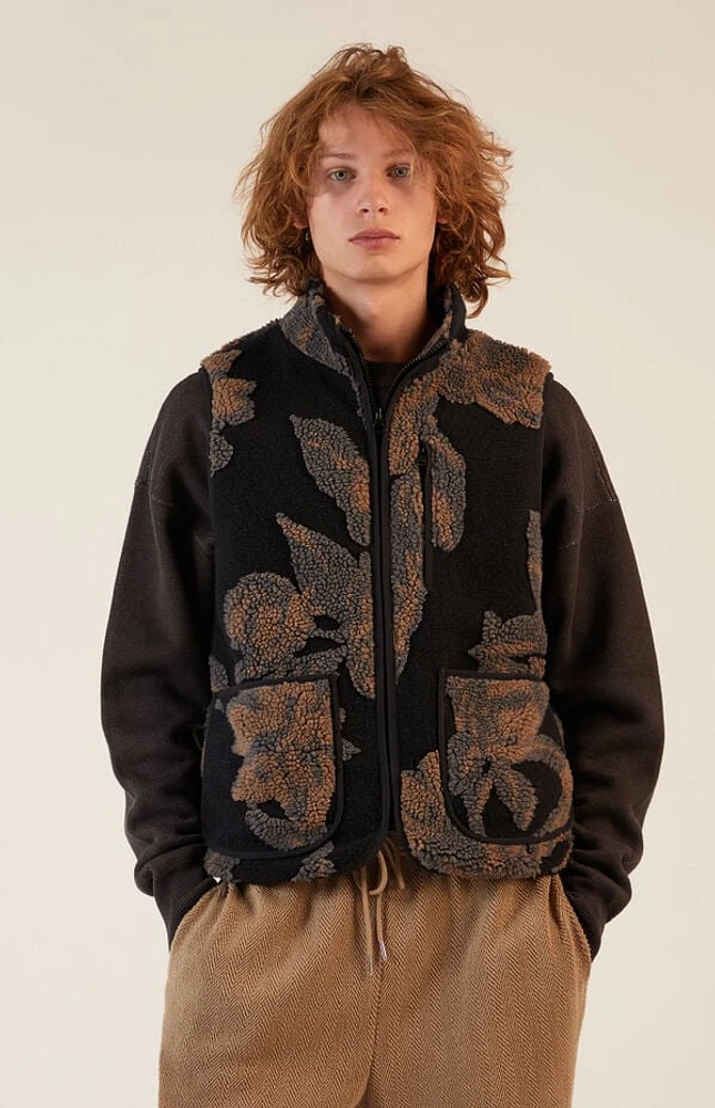 Pacsun Black Sherpa Print Vest
