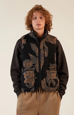 Pacsun Black Sherpa Print Vest