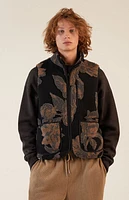 Pacsun Black Sherpa Print Vest