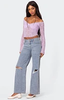 Edikted Linda Off Shoulder Sheer Lace Top