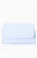 John Galt Blue & White Striped Cosmetic Bag