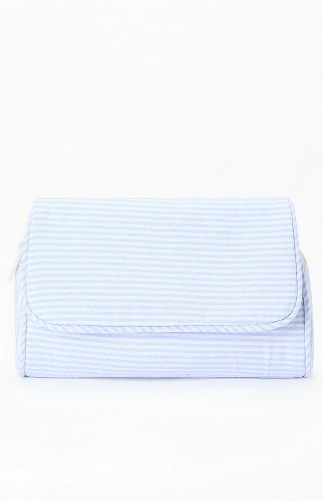 John Galt Blue & White Striped Cosmetic Bag
