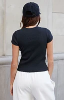 John Galt Black Lolo Ribbed Top