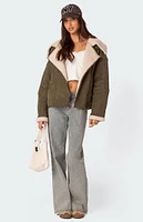 Edikted Faux Suede Shearling Oversized Jacket