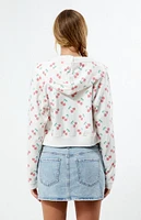 PS / LA Cherry Print Full Zip Cropped Hoodie