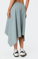 Edikted Asymmetric Wrapped Denim Midi Skirt