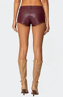 Edikted Melaney Faux Leather Micro Shorts