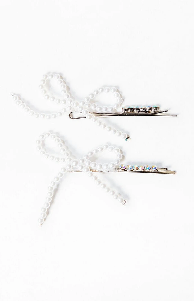 PacSun 2 Pack Pearl Bow Hair Pins