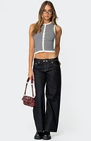 Edikted Everson Striped Button Up Knit Top