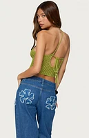 Edikted Daley Asymmetric One Shoulder Crochet Top