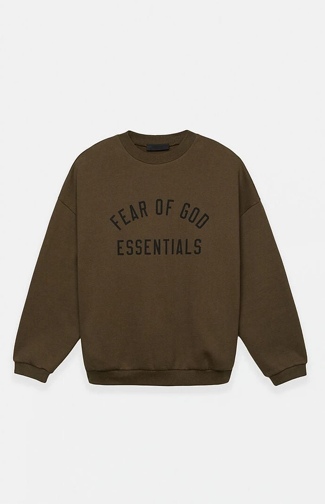 Fear of God Essentials Olive Fleece Crew Neck Sweatshirt