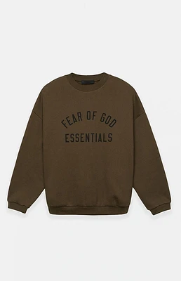 Fear of God Essentials Olive Fleece Crew Neck Sweatshirt