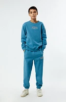 PacSun Kids Blue Embroidered Crew Neck Sweatshirt