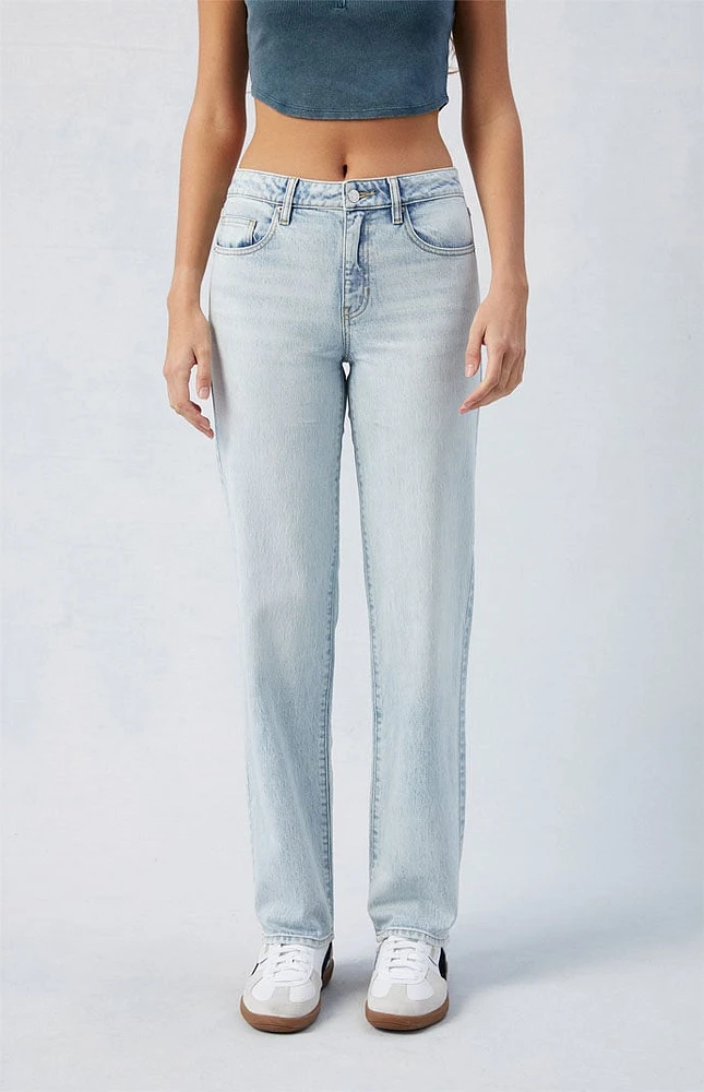 PacSun Stretch Light Indigo Millie Mid Rise '90s Boyfriend Jeans