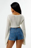 Your Favorite Laguna Crochet Tie Front Long Sleeve Top