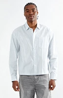 PacSun Blue Drew Striped Long Sleeve Button Down Shirt