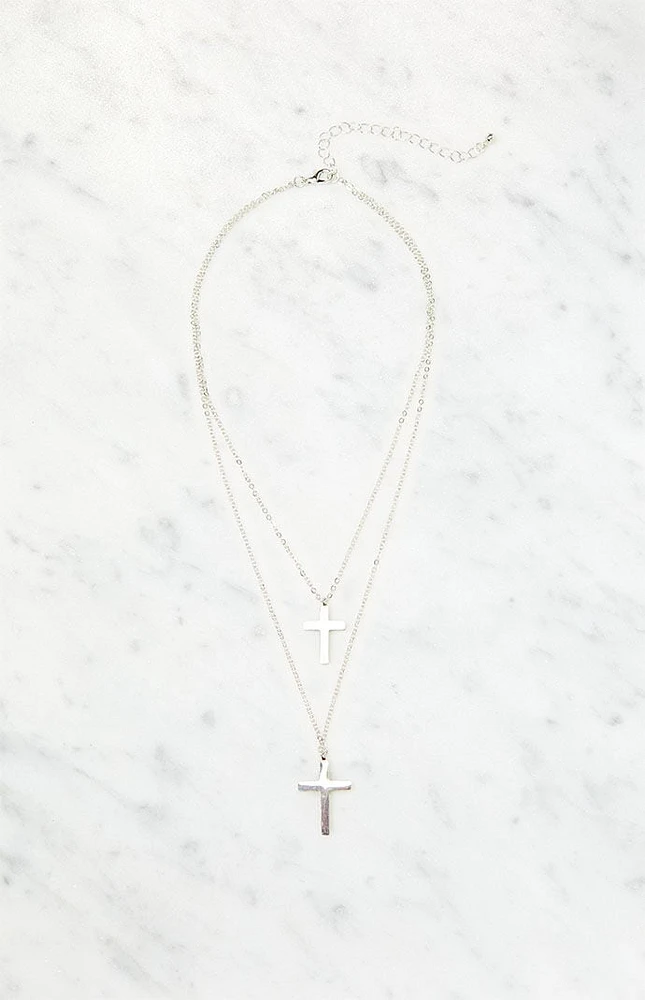 LA Hearts Cross Layered Necklace