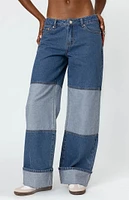 Edikted Lindsey Two Tone Cuffed Jeans