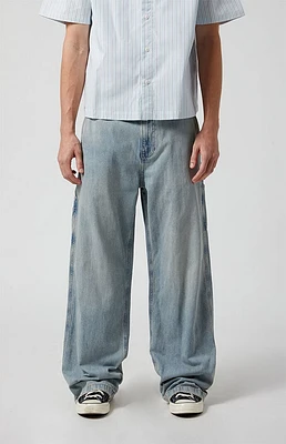 PacSun Light Indigo Slub Extreme Baggy Carpenter Jeans