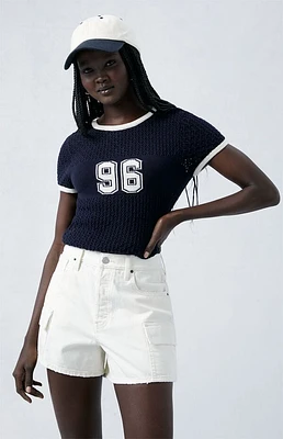 Pacsun Eco Off White High Waisted Girlfriend Cargo Shorts