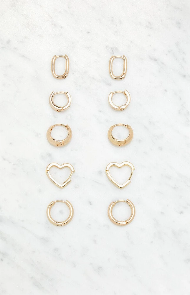 LA Hearts 5 Pack Huggie Heart Hoop Earrings