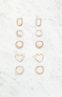 LA Hearts 5 Pack Huggie Heart Hoop Earrings