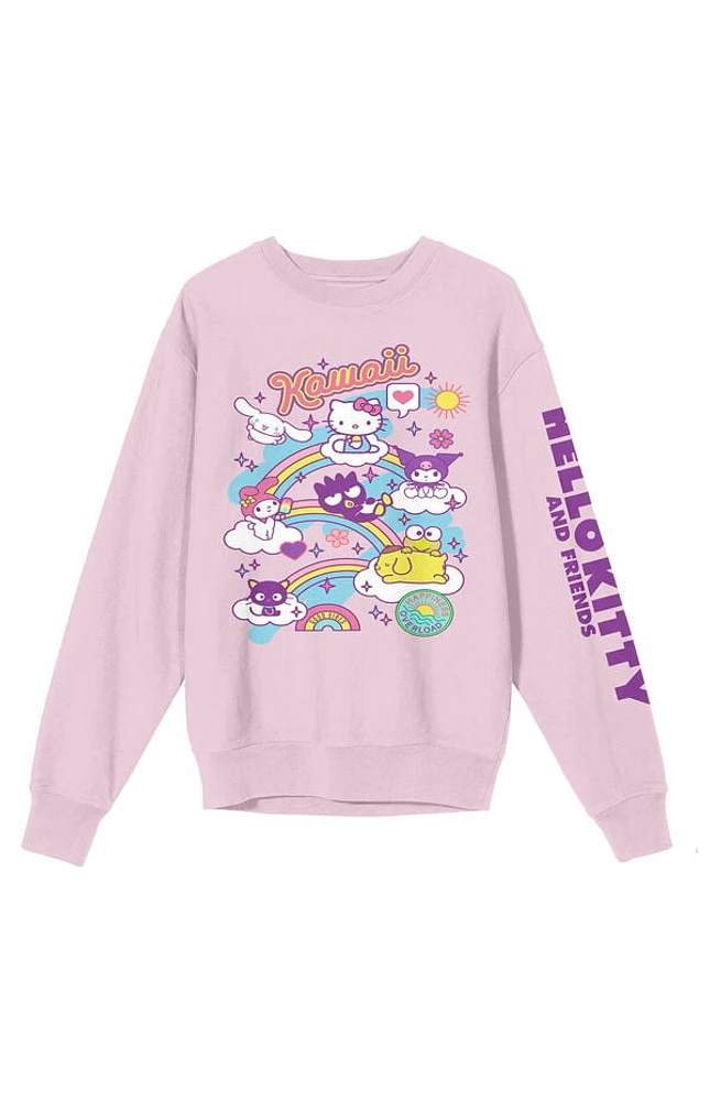 Hello Kitty & Friends Riding Rainbow Crew Neck Sweatshirt