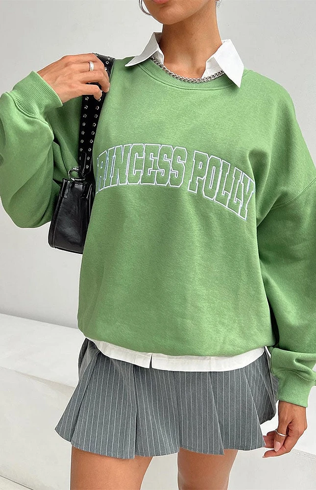 Princess Polly Green Crew Neck Sweatshirt