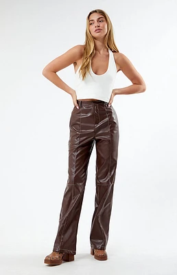 Daisy Street Faux Leather Contrast Trousers