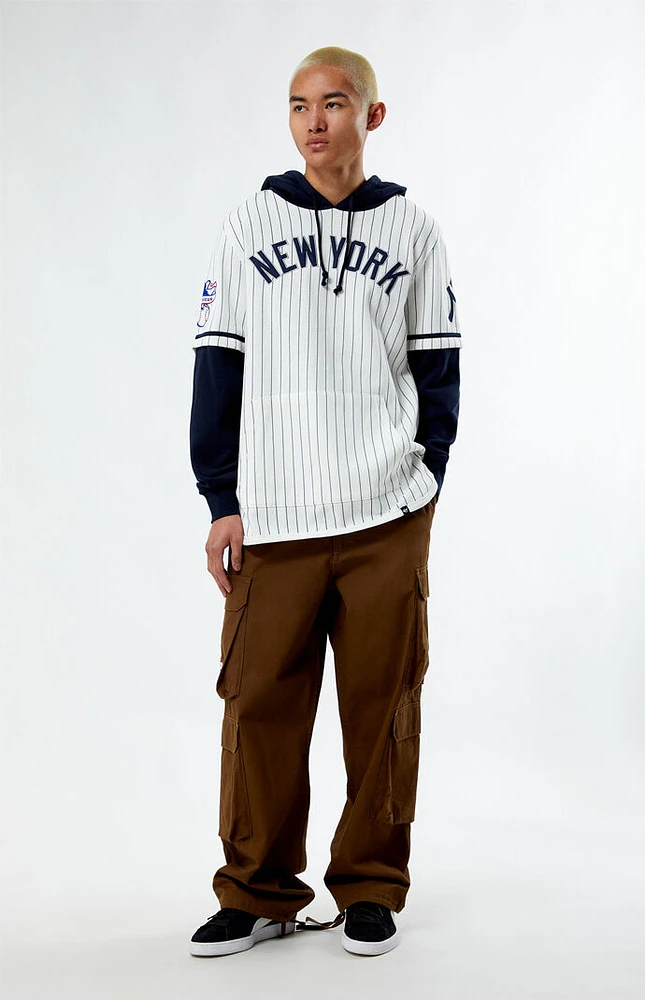 47 Brand New York Yankees '47 White Pinstripe Double Header Pullover Hoodie