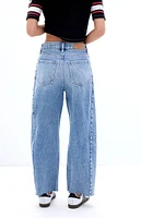 PacSun Light Indigo Side Seam Cropped Barrel Jeans