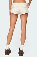 Edikted Hearts Low Rise Micro Denim Shorts