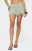 Edikted Asymmetric Layered Lace Mesh Mini Skort