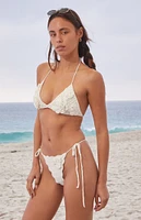 Bootin Bikinis White Sydney Crochet Tie Side Bikini Bottom