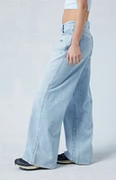 PacSun Eco Light Indigo Asymmetrical Low Rise Baggy Jeans