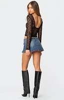 Edikted Sheer Lace V Neck Top