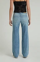 PacSun Jordyn Stretch Medium Indigo Low Rise Straight Leg Jeans